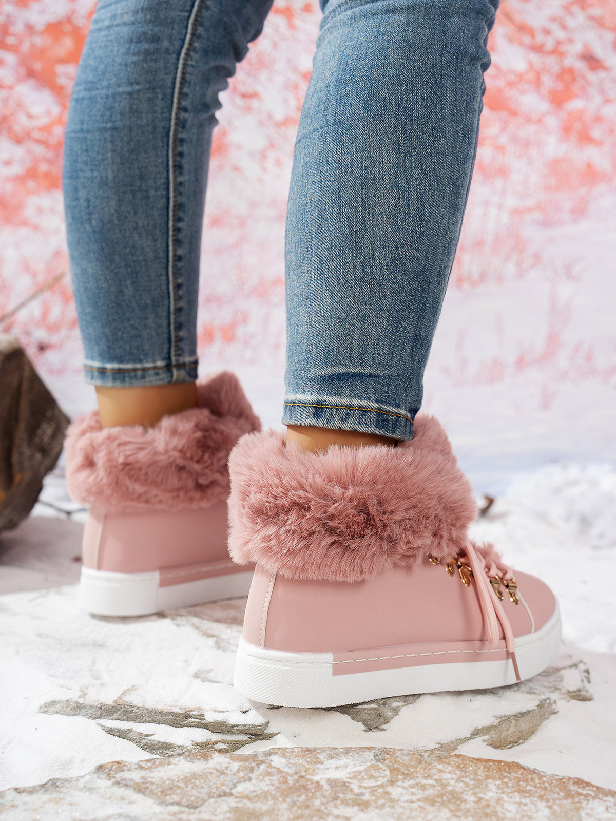Women's Autumn/Winter Lace-Up Platform Round-Toe Casual Boots